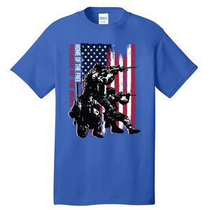 Distress American Flag Home Of The Free Because Of The Brave Gift Tall T-Shirt