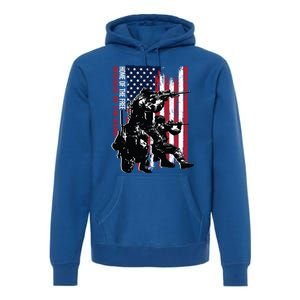 Distress American Flag Home Of The Free Because Of The Brave Gift Premium Hoodie