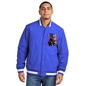 Distress American Flag Home Of The Free Because Of The Brave Gift Insulated Varsity Jacket