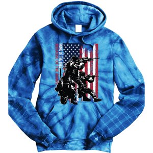 Distress American Flag Home Of The Free Because Of The Brave Gift Tie Dye Hoodie