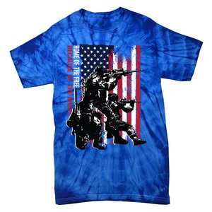 Distress American Flag Home Of The Free Because Of The Brave Gift Tie-Dye T-Shirt