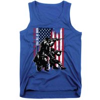 Distress American Flag Home Of The Free Because Of The Brave Gift Tank Top