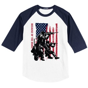 Distress American Flag Home Of The Free Because Of The Brave Gift Baseball Sleeve Shirt