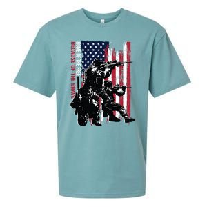 Distress American Flag Home Of The Free Because Of The Brave Gift Sueded Cloud Jersey T-Shirt