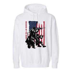 Distress American Flag Home Of The Free Because Of The Brave Gift Garment-Dyed Fleece Hoodie