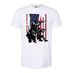 Distress American Flag Home Of The Free Because Of The Brave Gift Softstyle CVC T-Shirt