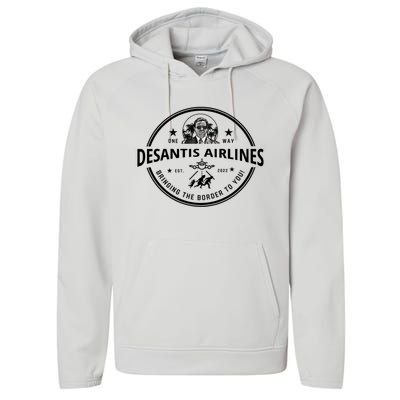 DeSantis Airlines Funny Badge Political Meme Ron DeSantis Performance Fleece Hoodie