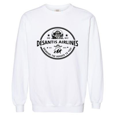 DeSantis Airlines Funny Badge Political Meme Ron DeSantis Garment-Dyed Sweatshirt