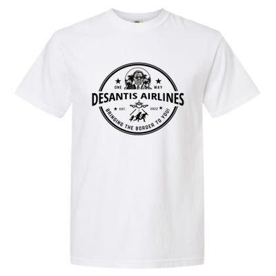 DeSantis Airlines Funny Badge Political Meme Ron DeSantis Garment-Dyed Heavyweight T-Shirt