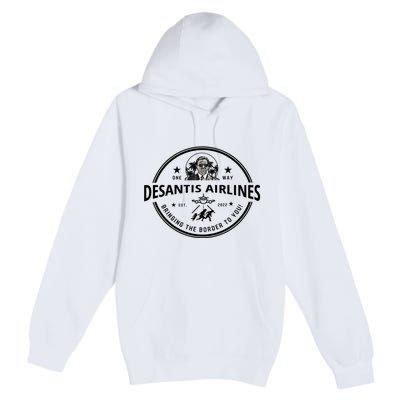 DeSantis Airlines Funny Badge Political Meme Ron DeSantis Premium Pullover Hoodie