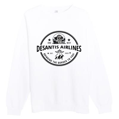 DeSantis Airlines Funny Badge Political Meme Ron DeSantis Premium Crewneck Sweatshirt