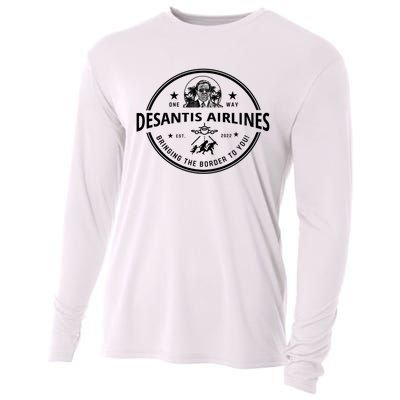 DeSantis Airlines Funny Badge Political Meme Ron DeSantis Cooling Performance Long Sleeve Crew