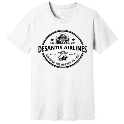 DeSantis Airlines Funny Badge Political Meme Ron DeSantis Premium T-Shirt