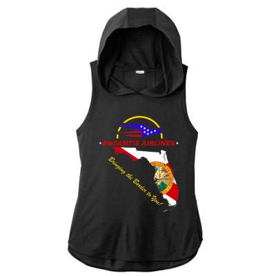 DeSantis Airlines Funny Political Meme Bringing The Border To You Ladies PosiCharge Tri-Blend Wicking Draft Hoodie Tank