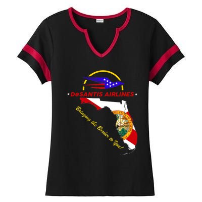 DeSantis Airlines Funny Political Meme Bringing The Border To You Ladies Halftime Notch Neck Tee