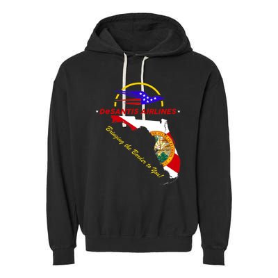 DeSantis Airlines Funny Political Meme Bringing The Border To You Garment-Dyed Fleece Hoodie