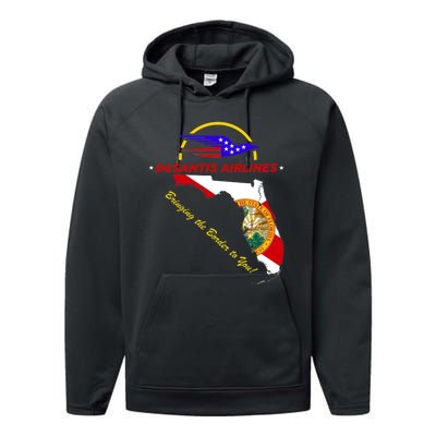 DeSantis Airlines Funny Political Meme Bringing The Border To You Performance Fleece Hoodie