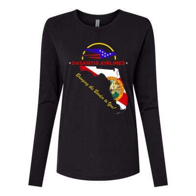 DeSantis Airlines Funny Political Meme Bringing The Border To You Womens Cotton Relaxed Long Sleeve T-Shirt