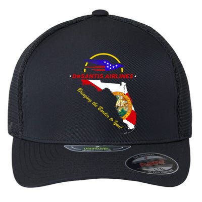 DeSantis Airlines Funny Political Meme Bringing The Border To You Flexfit Unipanel Trucker Cap