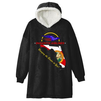 DeSantis Airlines Funny Political Meme Bringing The Border To You Hooded Wearable Blanket