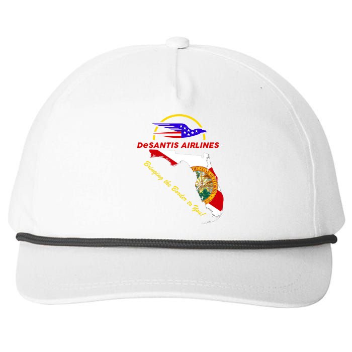 DeSantis Airlines Funny Political Meme Bringing The Border To You Snapback Five-Panel Rope Hat