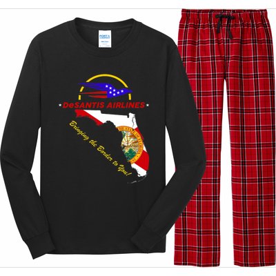 DeSantis Airlines Funny Political Meme Bringing The Border To You Long Sleeve Pajama Set