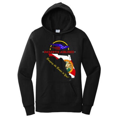 DeSantis Airlines Funny Political Meme Bringing The Border To You Women's Pullover Hoodie