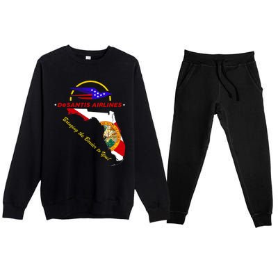 DeSantis Airlines Funny Political Meme Bringing The Border To You Premium Crewneck Sweatsuit Set