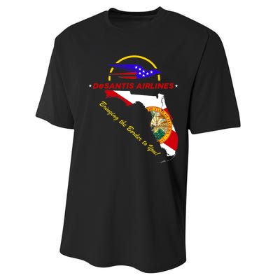 DeSantis Airlines Funny Political Meme Bringing The Border To You Performance Sprint T-Shirt