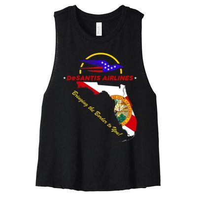 DeSantis Airlines Funny Political Meme Bringing The Border To You Women's Racerback Cropped Tank