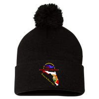 DeSantis Airlines Funny Political Meme Bringing The Border To You Pom Pom 12in Knit Beanie