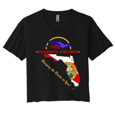 DeSantis Airlines Funny Political Meme Bringing The Border To You Women's Crop Top Tee