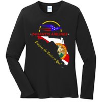 DeSantis Airlines Funny Political Meme Bringing The Border To You Ladies Long Sleeve Shirt