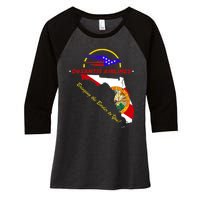 DeSantis Airlines Funny Political Meme Bringing The Border To You Women's Tri-Blend 3/4-Sleeve Raglan Shirt