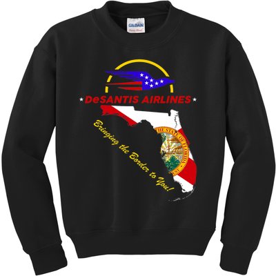 DeSantis Airlines Funny Political Meme Bringing The Border To You Kids Sweatshirt