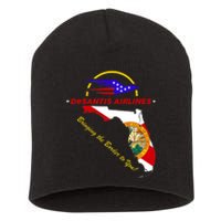 DeSantis Airlines Funny Political Meme Bringing The Border To You Short Acrylic Beanie