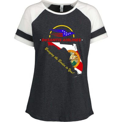 DeSantis Airlines Funny Political Meme Bringing The Border To You Enza Ladies Jersey Colorblock Tee