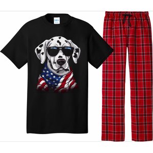 Dalmatian American Flag USA Tee 4th July Gifts Graphic Tees Pajama Set