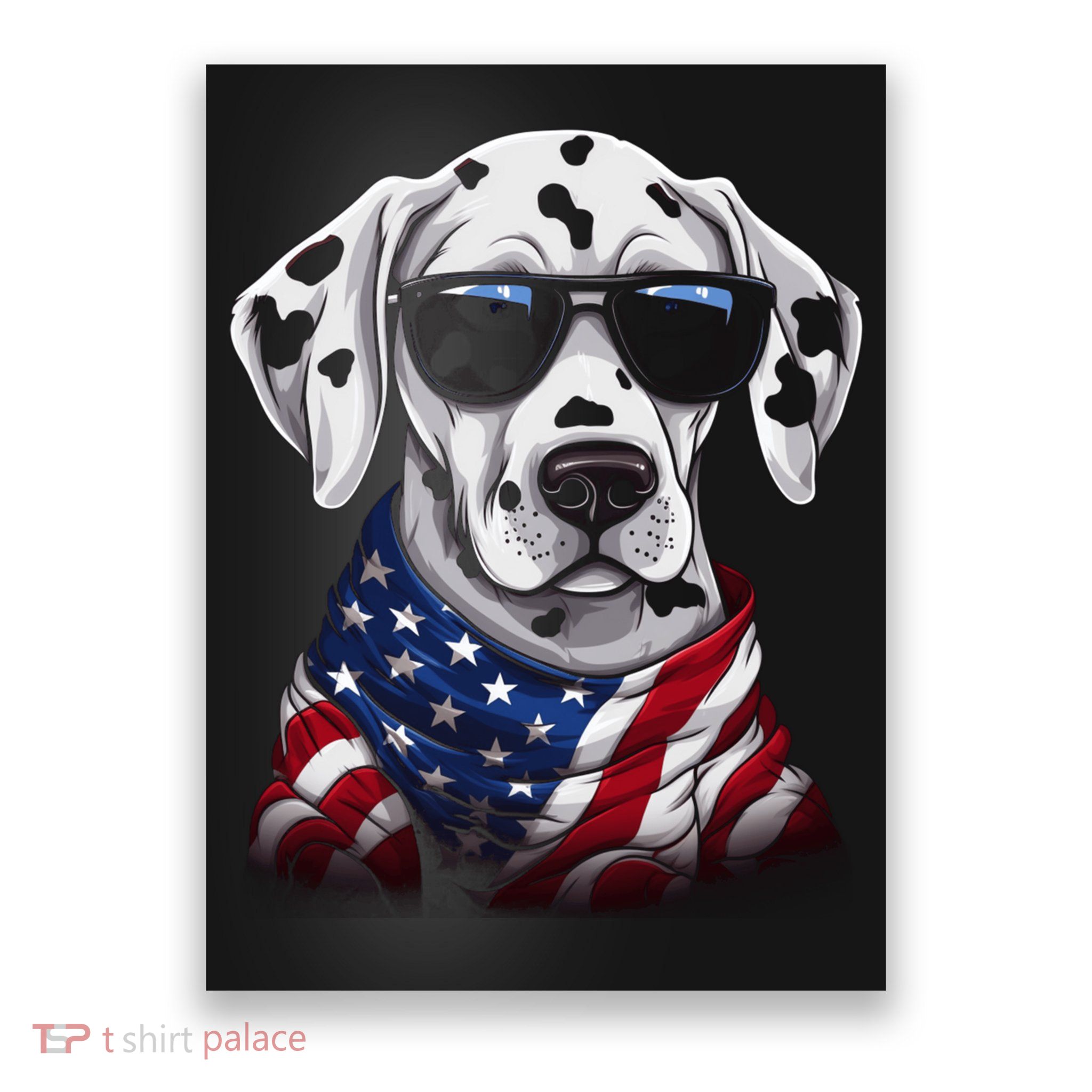 Dalmatian American Flag USA Tee 4th July Gifts Graphic Tees Poster