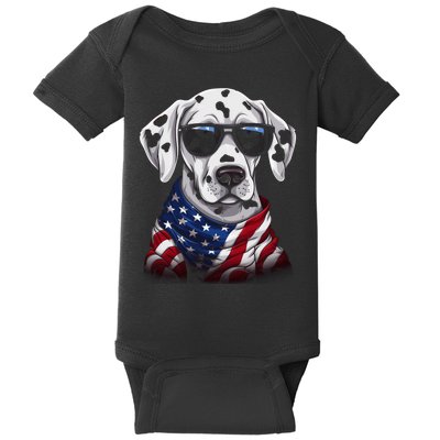 Dalmatian American Flag USA Tee 4th July Gifts Graphic Tees Baby Bodysuit