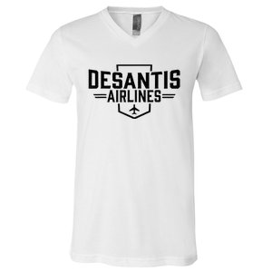 Desantis Airlines Funny Political Meme Ron Desantis V-Neck T-Shirt