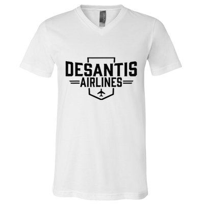 Desantis Airlines Funny Political Meme Ron Desantis V-Neck T-Shirt