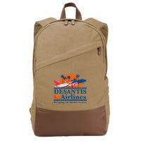 Desantis Airlines Funny Political Meme Ron Desantis Governor Cotton Canvas Backpack