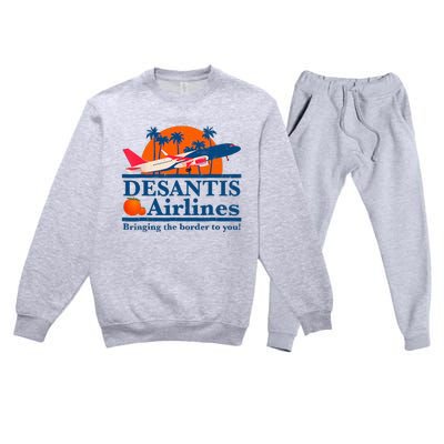 Desantis Airlines Funny Political Meme Ron Desantis Governor Premium Crewneck Sweatsuit Set