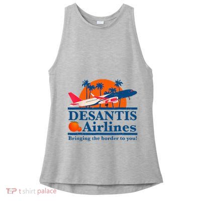 Desantis Airlines Funny Political Meme Ron Desantis Governor Ladies PosiCharge Tri-Blend Wicking Tank
