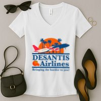 Desantis Airlines Funny Political Meme Ron Desantis Governor Women's V-Neck T-Shirt