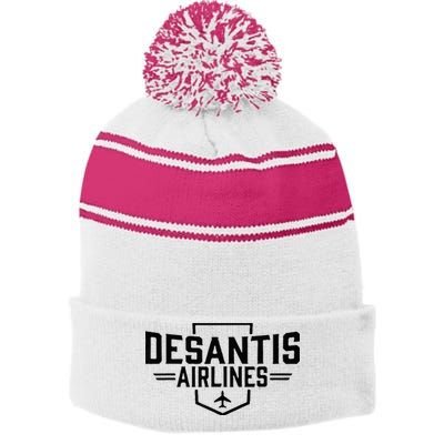 DeSantis Airlines Funny Political Meme Ron DeSantis Stripe Pom Pom Beanie