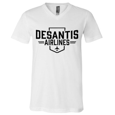 DeSantis Airlines Funny Political Meme Ron DeSantis V-Neck T-Shirt