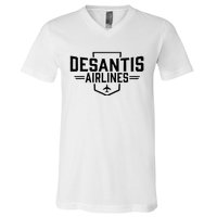 DeSantis Airlines Funny Political Meme Ron DeSantis V-Neck T-Shirt