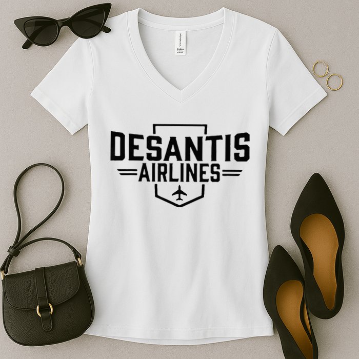 DeSantis Airlines Funny Political Meme Ron DeSantis Women's V-Neck T-Shirt